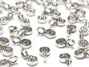 Karen Silver Flower Pattern Coin Charm 10x5x2mm 2pcs