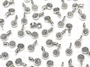Karen Silver Flower Pattern Coin Charm 10x5x2mm 2pcs