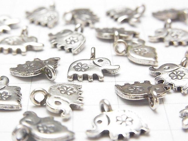 Karen Silver Elephant Charm 12x12x2.5mm 1pc