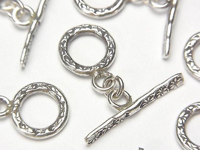 Karen Silver Flower Pattern Toggle 12mm 1 pair