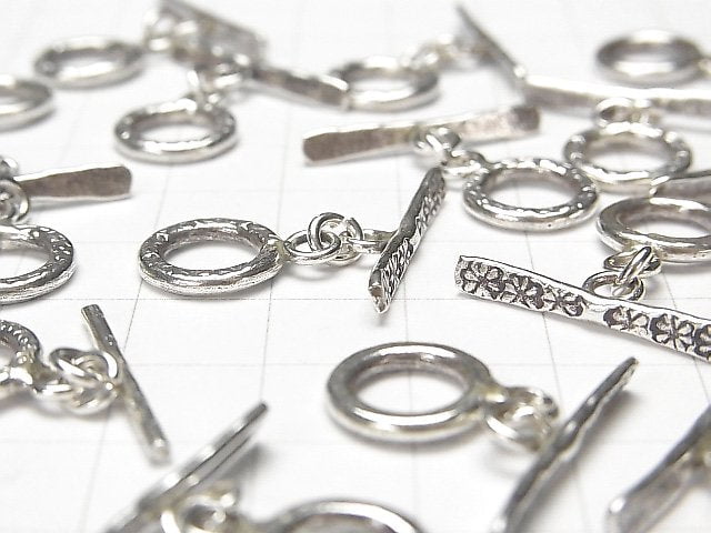 Karen Silver Flower Pattern Toggle 12mm 1 pair