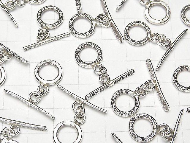 Karen Silver Flower Pattern Toggle 12mm 1 pair