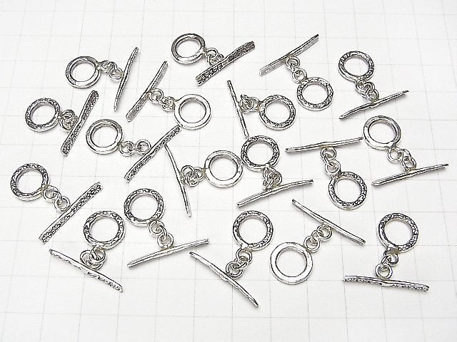 Karen Silver Flower Pattern Toggle 12mm 1 pair