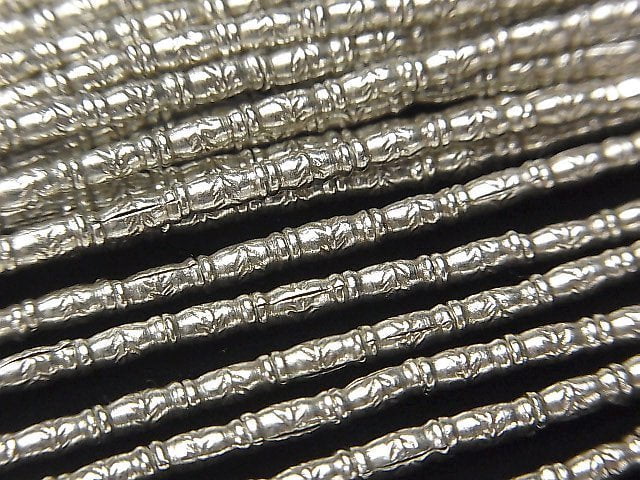 Karen Silver Patterned Tube 5x2x2mm 1/4 or 1strand beads (aprx.27inch/68cm)