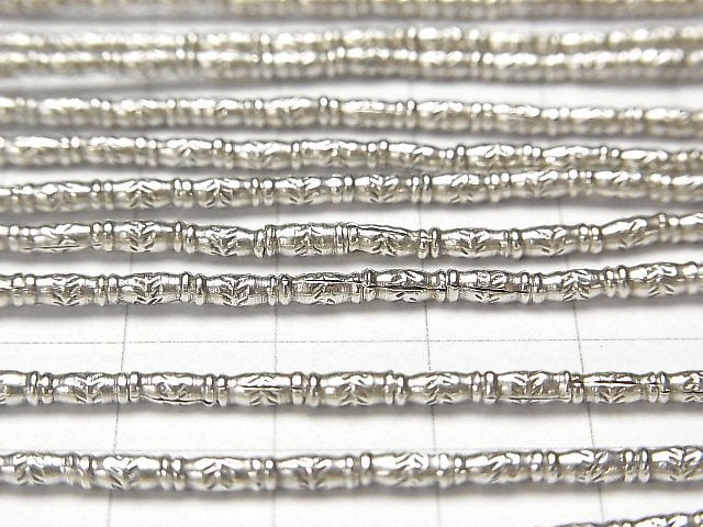 Karen Silver Patterned Tube 5x2x2mm 1/4 or 1strand beads (aprx.27inch/68cm)
