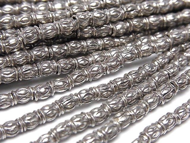 Karen Silver Decorative Rondelle 4x3x3mm 1/4 or 1-strand beads (approx. 15 inches/38 cm)