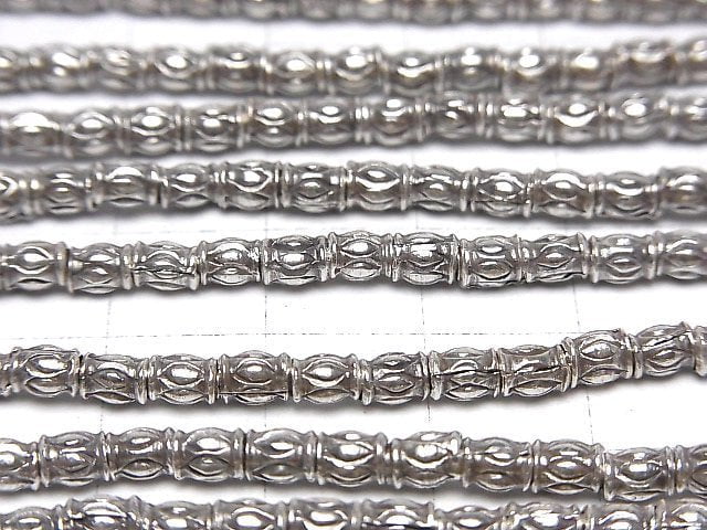 Karen Silver Ornament Roundel 4x3x3mm 1/4 or 1strand beads (aprx.15inch/38cm)