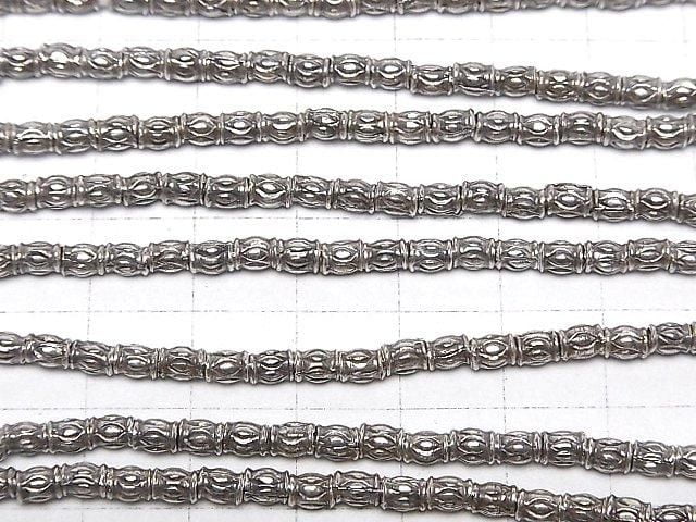 Karen Silver Decorative Rondelle 4x3x3mm 1/4 or 1-strand beads (approx. 15 inches/38 cm)