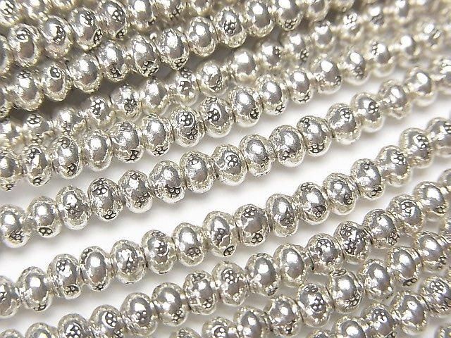 純銀飾珠 圓形隔珠 3.5x3.5x2.5mm 10顆 - 1串珠子 (約26英吋/64公分)