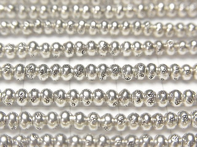 Karen Silver Ornament Roundel 3.5x3.5x2.5mm 10pcs or 1strand beads (aprx.26inch/64cm)