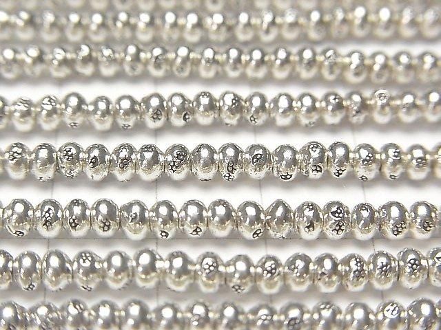 純銀飾珠 圓形隔珠 3.5x3.5x2.5mm 10顆 - 1串珠子 (約26英吋/64公分)