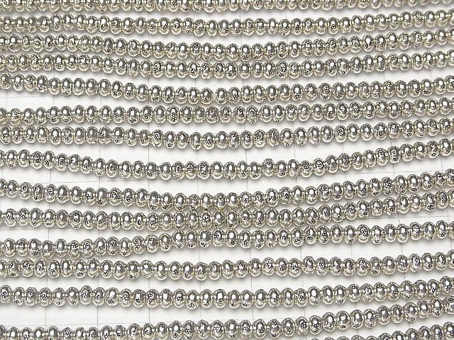 Karen Silver Ornament Roundel 3.5x3.5x2.5mm 10pcs or 1strand beads (aprx.26inch/64cm)