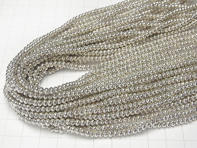 Karen Silver Ornament Roundel 3.5x3.5x2.5mm 10pcs or 1strand beads (aprx.26inch/64cm)