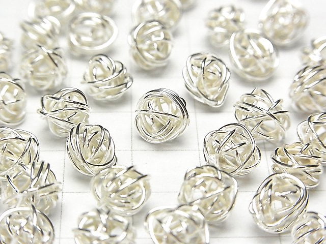 Karen Silver Motif Beads Round 6mm,8mm White Silver 2pcs