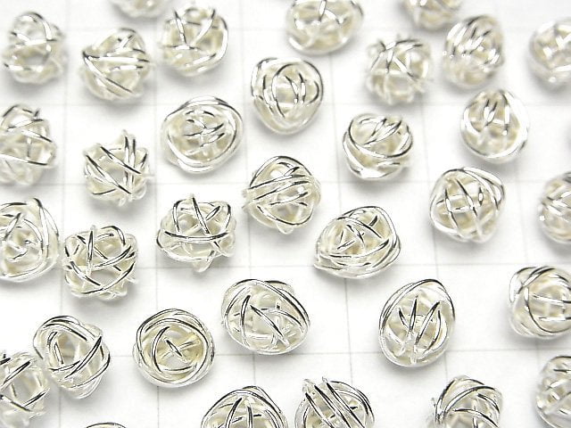 Karen Silver Motif Beads Round 6mm,8mm White Silver 2pcs