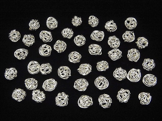 Karen Silver Motif Beads Round 6mm,8mm White Silver 2pcs
