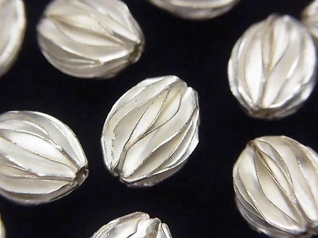 Karen Silver Seed Motif Bead 12x9mm White Silver 1pc