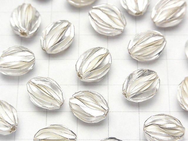 Karen Silver Seed Motif Bead 12x9mm White Silver 1pc
