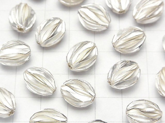 Karen Hill Tribe Silver Seed Motif Beads 12x9x9mm White Silver 2pcs