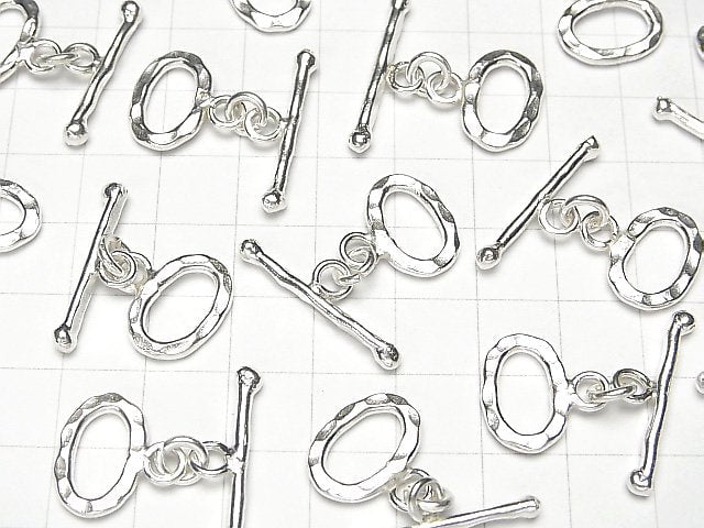 Karen Silver Oval Hammered Toggles 15mm (1 pair)