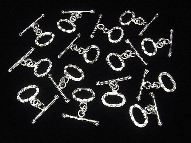 Karen Silver Oval Hammered Toggles 15mm (1 pair)