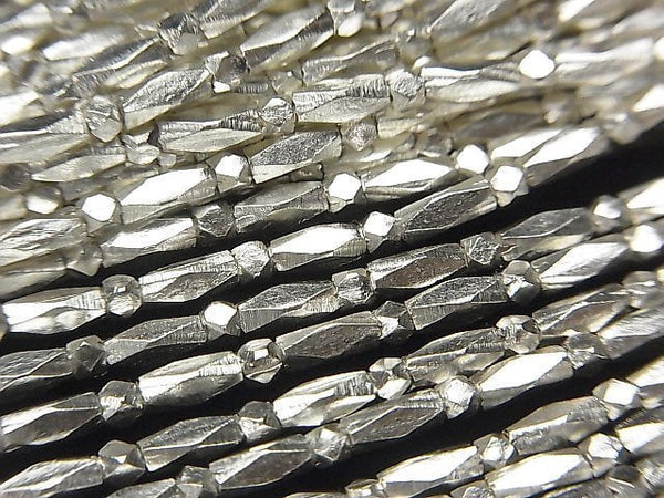 Karen Silver Faceted Tube 5x2x2mm 1/4 or 1strand beads (aprx.26inch/65cm)