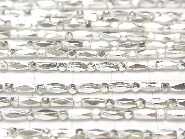 Karen Silver Faceted Tube 5x2x2mm 1/4 or 1 strand beads (approx. 26 inches/65 cm)