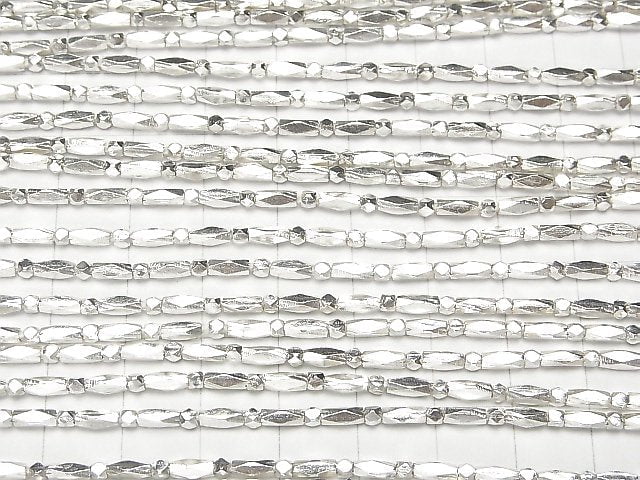 Karen Silver Faceted Tube 5x2x2mm 1/4 or 1 strand beads (approx. 26 inches/65 cm)