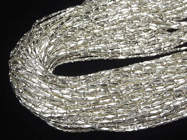 Karen Silver Faceted Tube 5x2x2mm 1/8" or 1-strand beads (approx. 26 inches/65 cm)