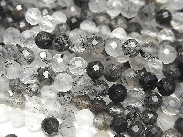 [Video] High Quality! Tourmaline Quartz AA++ Faceted Round 4mm 1strand beads (approx. 15 inches/37 cm)