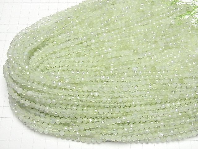 [Video]High Quality! Prehnite AA++ Faceted Round 4mm 1strand beads (aprx.15inch/37cm)