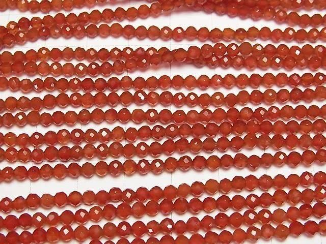紅瑪瑙 AAA 小尺寸刻面圓珠 3mm 1串 (約15英吋/37公分) 高品質！