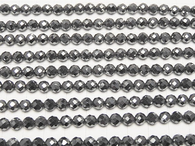 [Video]High Quality! 2pcs $7.79! Hematite 64Faceted Round 6mm 1strand beads (aprx.15inch/37cm)