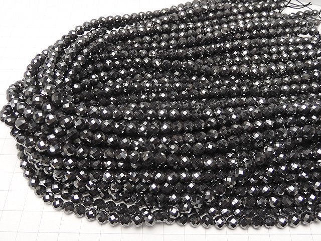 [Video]High Quality! 2pcs $7.79! Hematite 64Faceted Round 6mm 1strand beads (aprx.15inch/37cm)