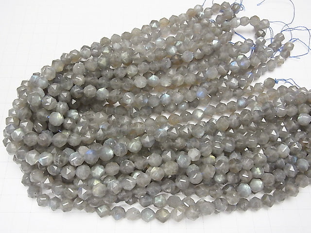 High Quality! Labradorite AA++ Star Faceted Round 8mm half or 1strand beads (aprx.15inch/37cm)