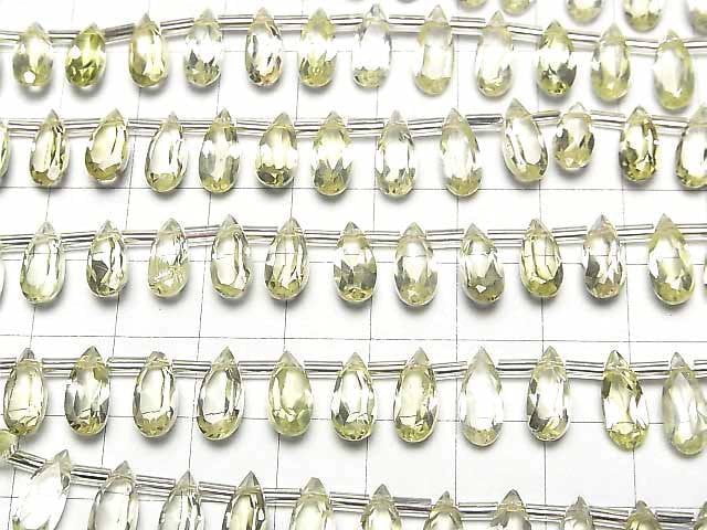 [Video]High Quality Lemon Quartz AAA Pear shape Faceted 12x5mm half or 1strand (18pcs )