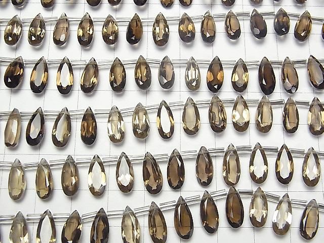 [Video]High Quality Smoky Quartz AAA Pear shape Faceted 12x5mm 1strand (18pcs )