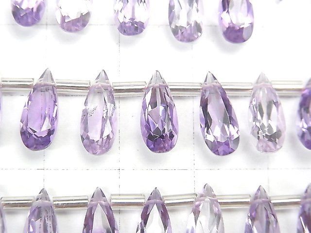 [Video]High Quality Amethyst AAA Pear shape Faceted 12x5mm 1strand (18pcs )