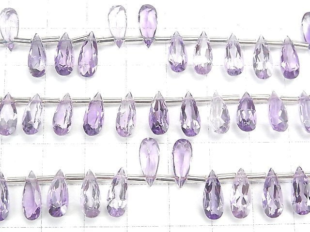 [Video]High Quality Amethyst AAA Pear shape Faceted 12x5mm 1strand (18pcs )