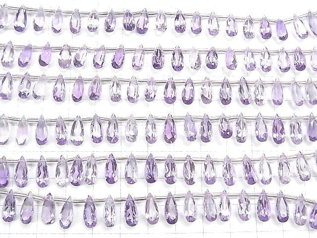 [Video]High Quality Amethyst AAA Pear shape Faceted 12x5mm 1strand (18pcs )