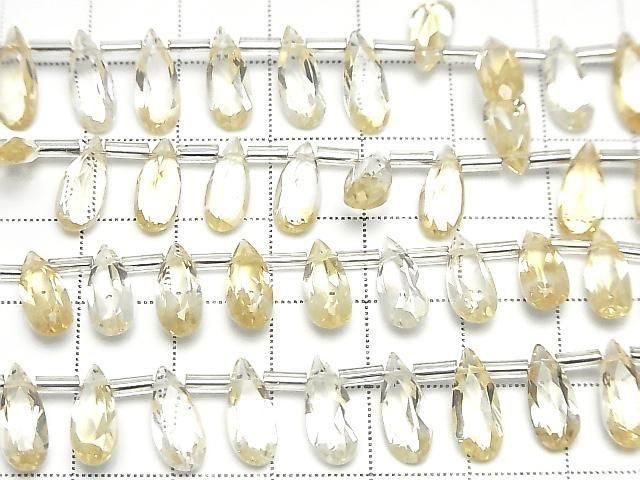[Video]High Quality Citrine AAA Pear shape Faceted 12x5mm half or 1strand (18pcs )