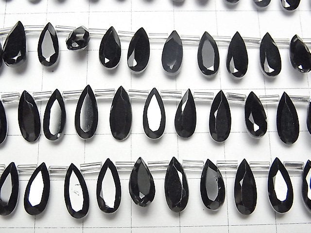 [Video] High Quality Black Spinel AAA Pear shape Faceted 12x5mm half or 1strand (18pcs )