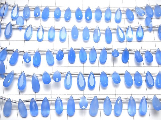 [Video]High Quality Blue Chalcedony AAA Pear shape Faceted 12x5mm half or 1strand (18pcs )