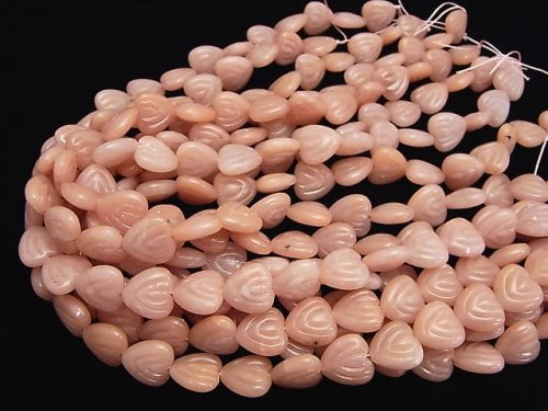 Pink Soap Stone Vertical Hole Heart 14 x 14 x 6 mm half or 1 strand beads (aprx.15 inch / 38 cm)