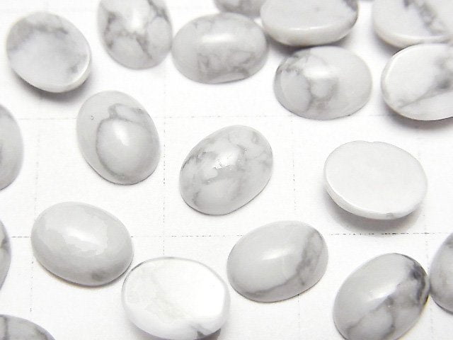 Howlite Magnesite  Oval  Cabochon 8x6mm 4pcs