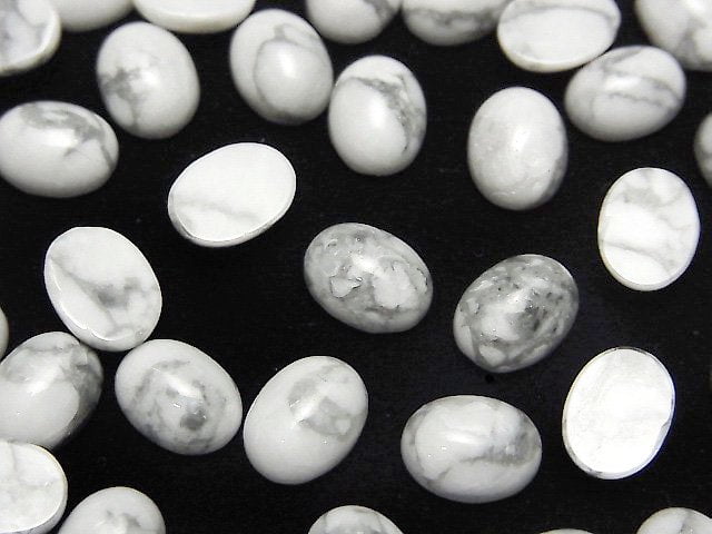 Howlite Magnesite  Oval  Cabochon 8x6mm 4pcs