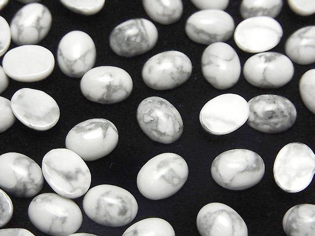 Howlite Magnesite  Oval  Cabochon 8x6mm 4pcs