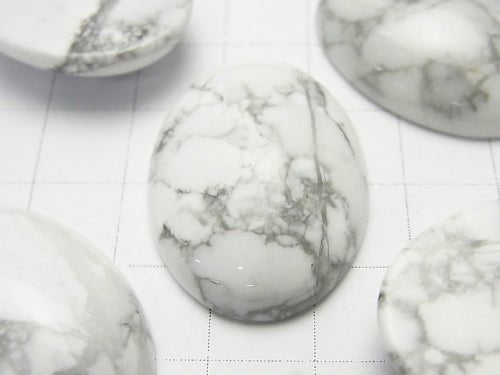 [Video] Howlite Magnesite Oval Cabochon 30x22mm 1pc