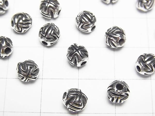 Silver 925 Cross Motif, Round, 6mm, 1pc