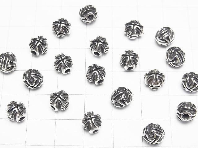 Silver 925 Cross Motif Round 7mm 1pc